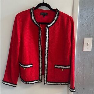 EUC Talbots Women's Red Jacket with Black Trim.  Size 14.